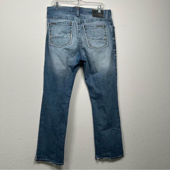 Ariat M2 Relaxed Boot Cut Jeans Mens Sz 33x32 Light Wash Denim Workwear Western - Picture 8 of 11